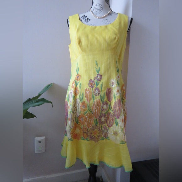 Vintage 1970sBetty Barclay Trevira Cotton Sheer Floral Summer Dress - Picture 2 of 10